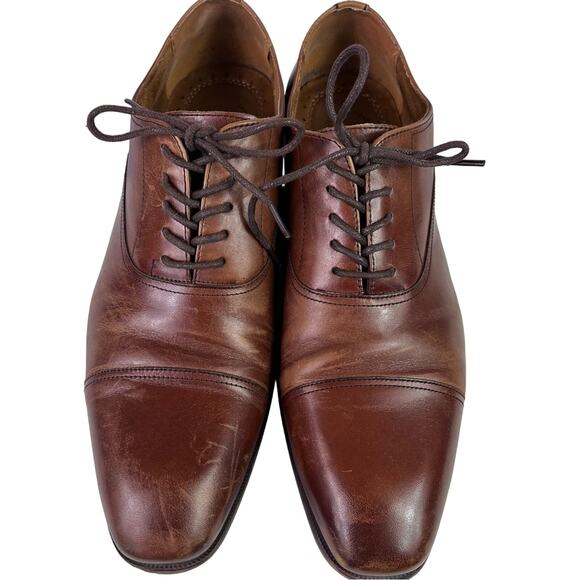 Florsheim Shoes Oxford Mens 10.5D Brown Lace Up Leather Upper Lace Up Cap Toe - Picture 1 of 9